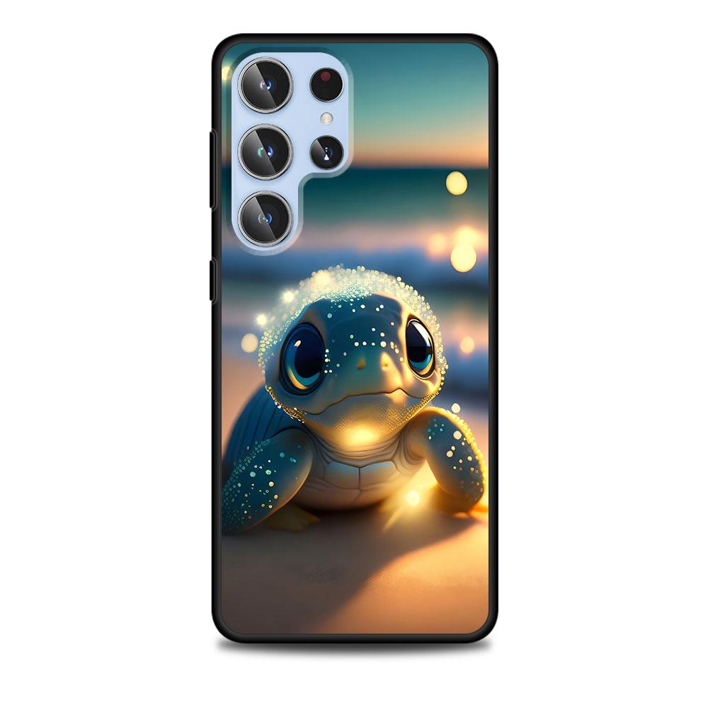 Милый Человечек-черепашка Роскошный Чехол для Samsung Galaxy S23 S21 S20 FE S24 S22 Ultra S10 S10e S9 Plus Мягкий Черный ТПУ Чехол для Телефона