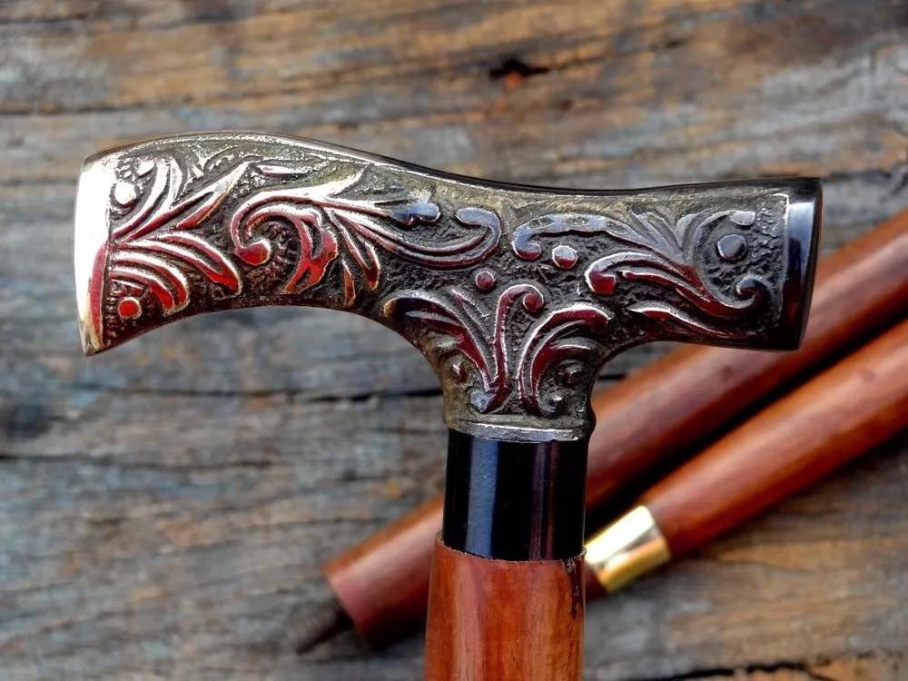 Ручка для трости в стиле дерби в викторианском стиле, деревянная трость
