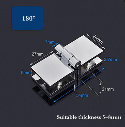 5-8mm Bathroom Decorative Connector Shower Glass Door Hinges Cabinet Cupboard Hardware Clamp Hinges