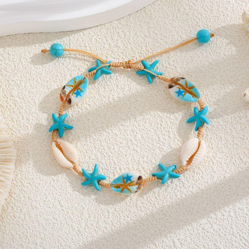 European and American Simple and Stylish Beach-Style Starfish and Shell Woven Necklace Hawaiian-Style Shell Bracelet Necklace