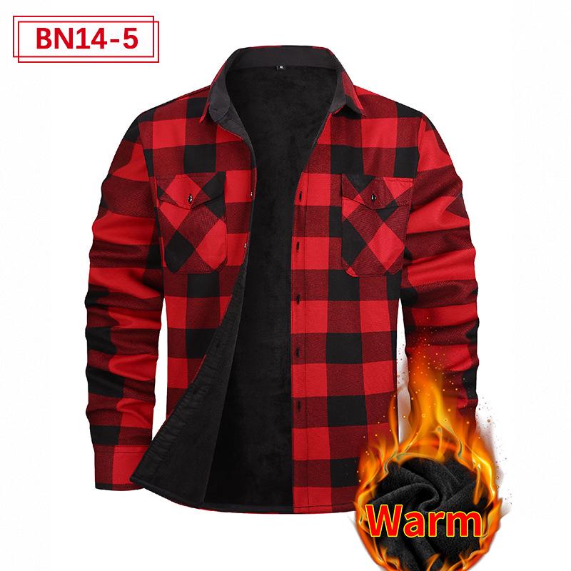 Мужская европейская и американская рубашка Plus Velvet Thick warm с длинным рукавом: Осень зима