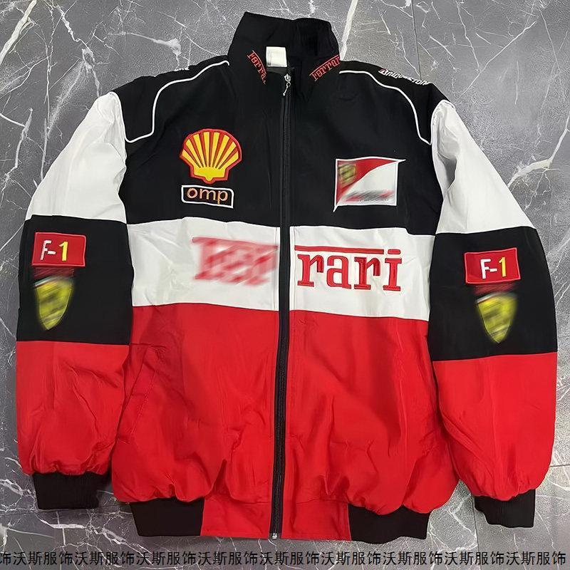 Men Women Motorcycle Racing Style Windproof Jacket Casual Biker Coat Lightweight Embroidered Retro Sport Outerwear