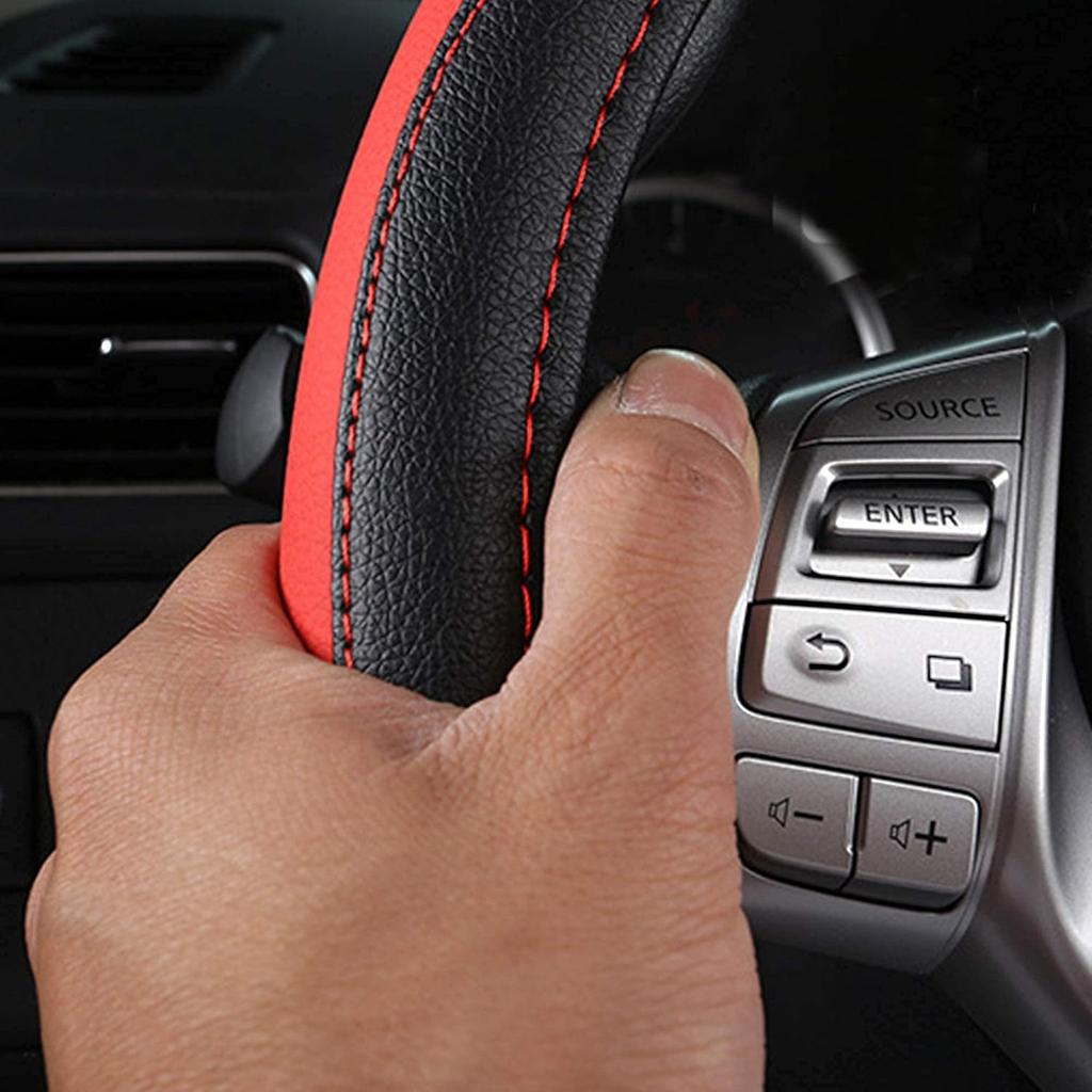 Leather Car Steering Wheel Cover, Non-Slip Car Wheel Cover Protector Breathable Microfiber Leather Universal Fit For Most Cars(Beige)