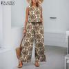 Women Sleeveless Tank Tops and Pants Print Two Piece Suit Sets