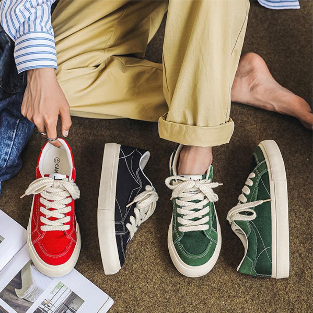 Женские парусиновые туфли Универсальные классические мужские туфли Студенческие туфли на шнуровке Плоские повседневные туфли Женские парусиновые кроссовки