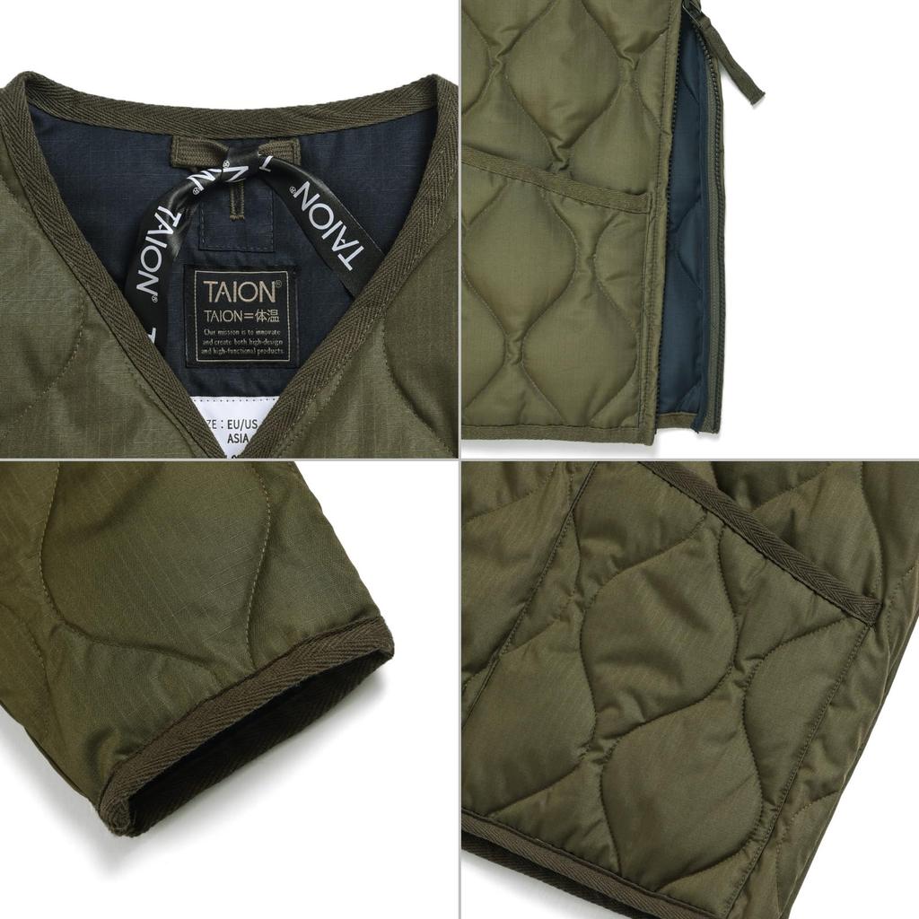 Taion Унисекс Милитари Пуховик на молнии V-образный вырез 101ZML-1