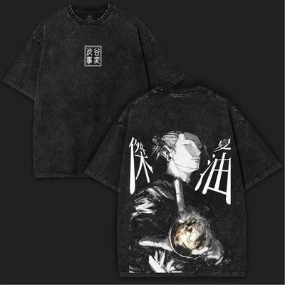 Аниме Футболка Jujutsu Kaisen Гэто Сугуру Винтажная Стиранная Оверсайз Футболка Мужская Женская Одежда Летние Футболки Топы
