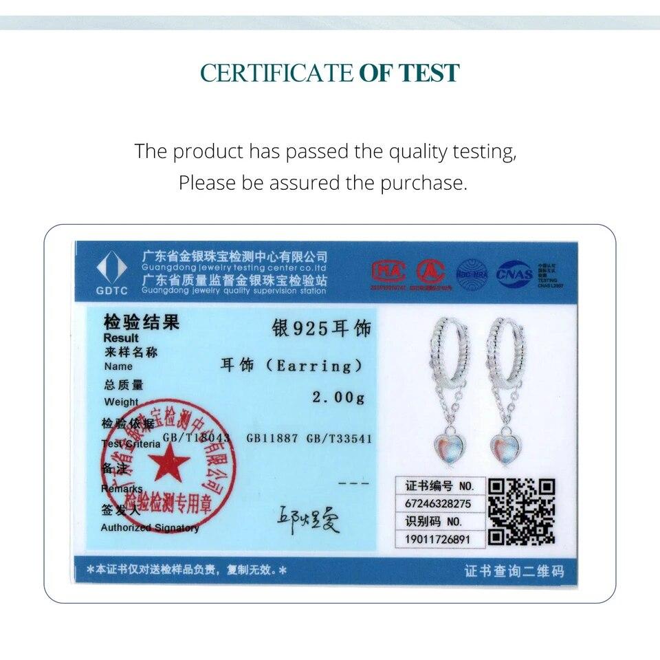 Серьги-капли BAMOER из белого золота с покрытием Huggie в форме сердца, серьги-капли с лунным камнем, женские серьги из стерлингового серебра 925 пробы, гипоаллергенные серьги с фианитом