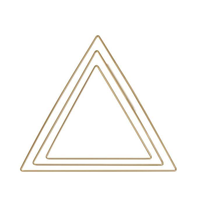 3 Gold Metal Triangles 20/25/30 Cm