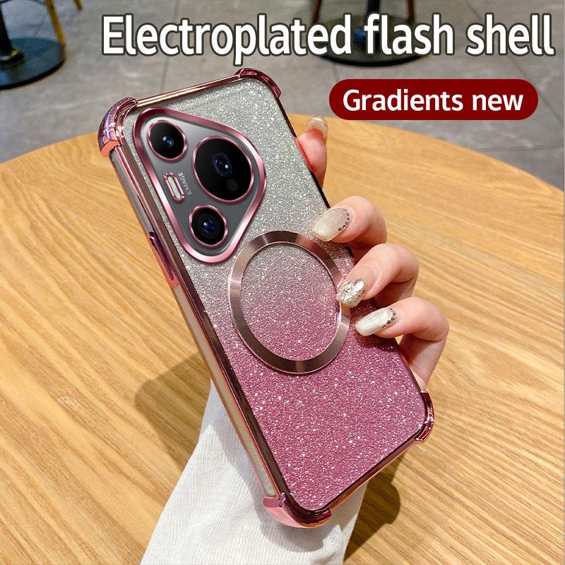 Ударопрочный прозрачный магнитный чехол для телефона с кольцом для Huawei Nova 12i 12 11 10 9 8 7 6 5 Pro 9SE 7SE P70 P60 P50 5G блестящий роскошный чехол