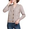 Women Knitted Cardigan Spring Autumn V Neck Button Closure Long Sleeves Solid Color Middle Age Ladies Coat Top Streetwear