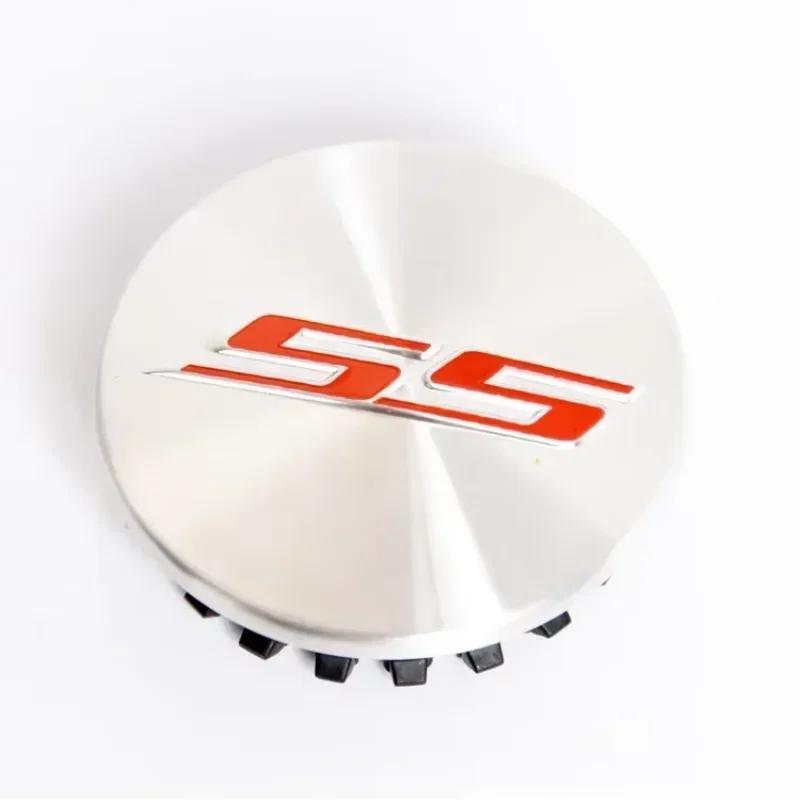 AJR3 4pcs x 68mm Car Logo Wheel Center Hub Caps Rim Cover Emblem Sticker for Chevrolet Camaro SS Letters ABS Accessories