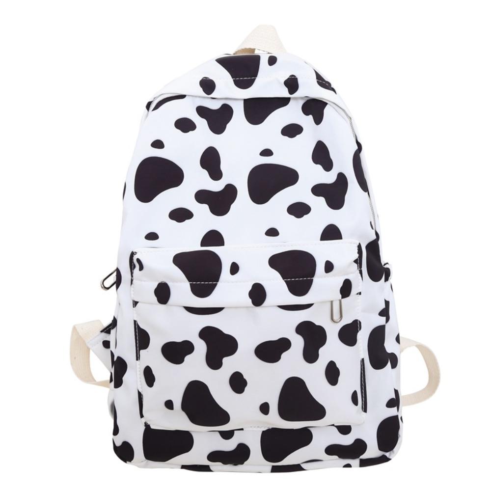 Portable Cow Pattern Student Backpack Nylon Large Capacity Teenage Bookbag Wear Resistant Travel Backpack Students