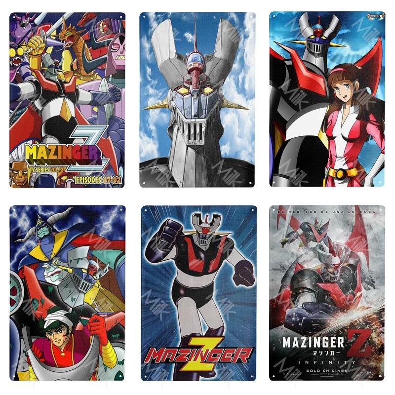 Anime Goldrake Goldorak Mazinger Z Metal Tin Sign Rectangle UFO Robot Grendizer Signs Plaque Bar Cafe Bedroom Wall Art Decor