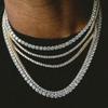 4mm Zircon Tennis Chain Necklace: Hip-Hop Style Inlaid Stone Couple Necklace