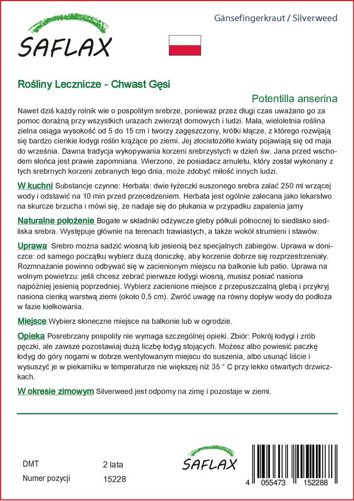 SAFLAX Garden in the Bag - Лапчатка гусиная - 20 семян - С субстратом в подходящем пакете-стойке - Лапчатка гусиная