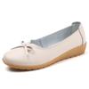 Women Flats Ballet Shoes Genuine Cowhide Leather Breathable Moccasins Boat Ballerina Ladies Casual Loafers Off White