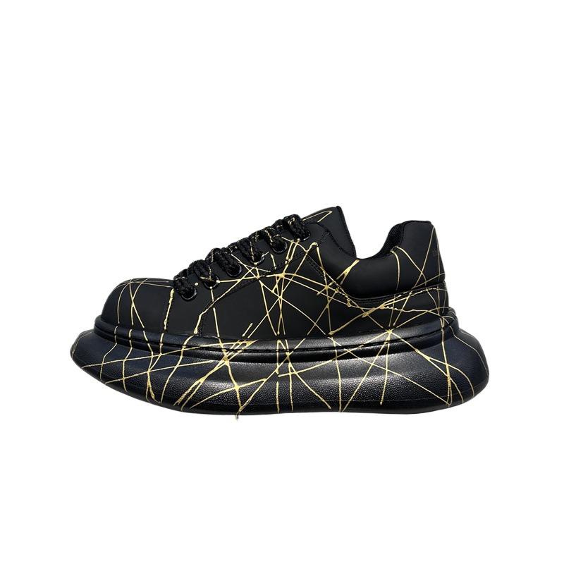 Versatile Men's Platform Vulcanized Shoes Luxury Brand Damping Wear-resistant Sneakers Anti Slip Increased Casual Walking Shoes