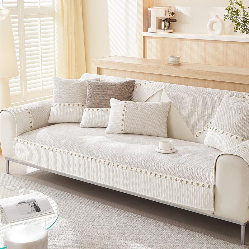 Чехлы для диванных подушек из французского синели, универсальный чехол для дивана с рисунком четырех сезонов, нескользящий L-образный чехол для дивана, наволочка