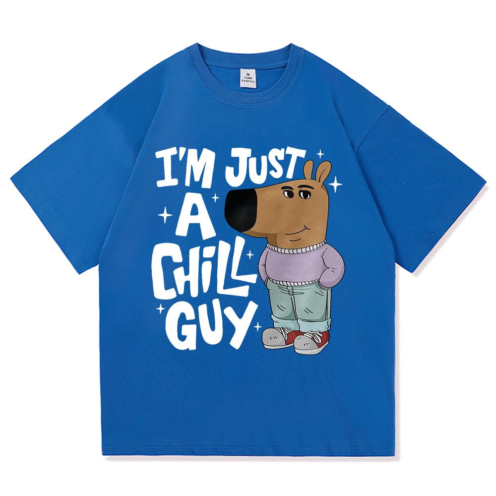 Я просто расслабленный парень Футболки Летняя мода Мужская/Женская Эстетичная Смешная Милая Футболка Высокое качество Мультяшная Винтажная Хлопковая Футболка