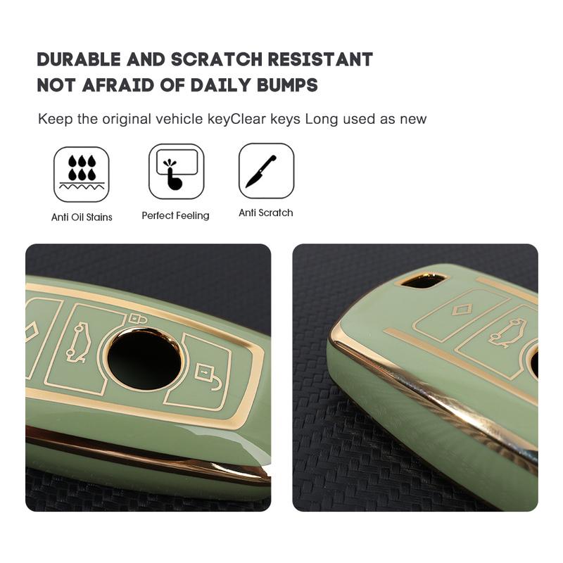 Car Remote Key Case Holder Gold Frame Design Auto Car Keys Shell TPU 4 Button Keychain for BMW A Series B Series Accessories