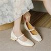 Retro Square Toe Women Mary Jane Shoes 2024 Spring New Genuine Leather Thick Heel Versatile High Heel Women's Shoes