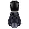 Детские топы с металлическим оттенком для девочек и юбка с неровным подолом, танцевальные костюмы для черлидинга
