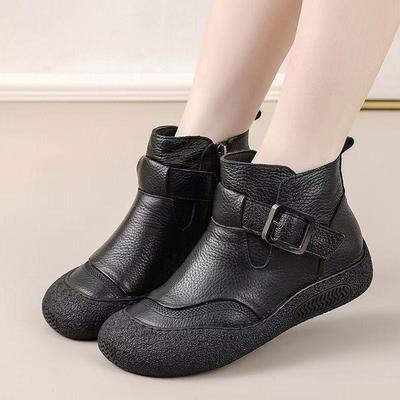 2026 Новые женские ботильоны Ретро шнуровка Круглый носок плоская обувь Женские Теплые Нескользящие Удобные Мамины Короткие Ботинки