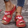 Fashion Trendy Floral Style Sandals 2024 New Summer Slope Heel Wear-resistant Lightweight Casual Daily Slippers Platform Sandals Traf