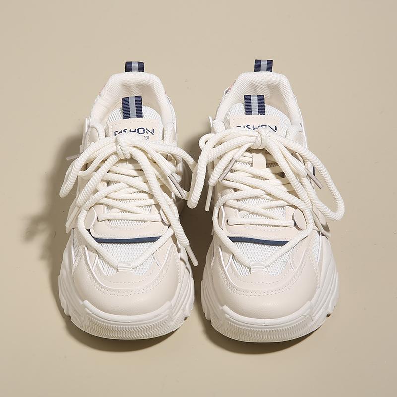 Кроссовки на толстой подошве для женщин на платформе со шнуровкой из дышащей сетки Высококачественная весенняя женская вулканизированная обувь Zapatos Mujer