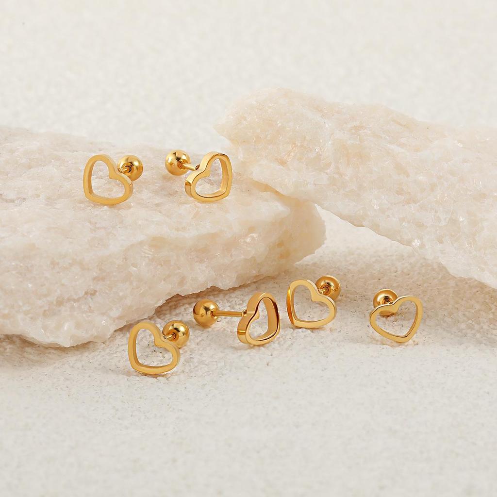 «Корейские серьги из титановой стали с сердечком для женщин»