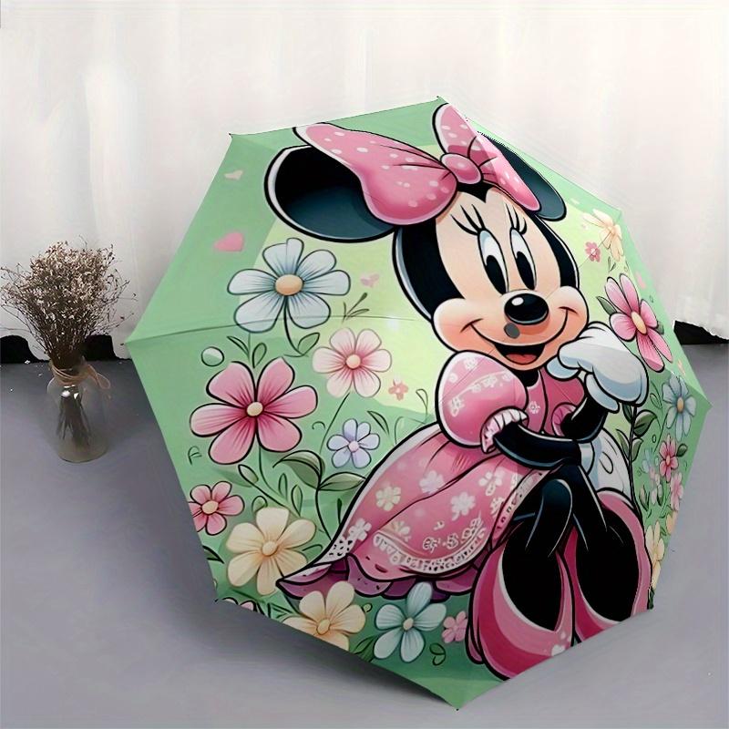 1pc Minnie Mouse Automatic Opening and Closing Umbrella - Lightweight 3-Fold Design, Suitable for Fans, Travel, Daily Use - Official Product