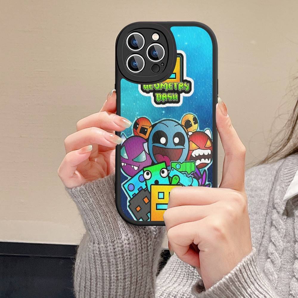 Чехол для телефона Geometry Dash Жесткая кожаная для iPhone 16 15 14 13 12 Mini 11 14 Pro Max Xs X Xr 7 8 Plus Fundas