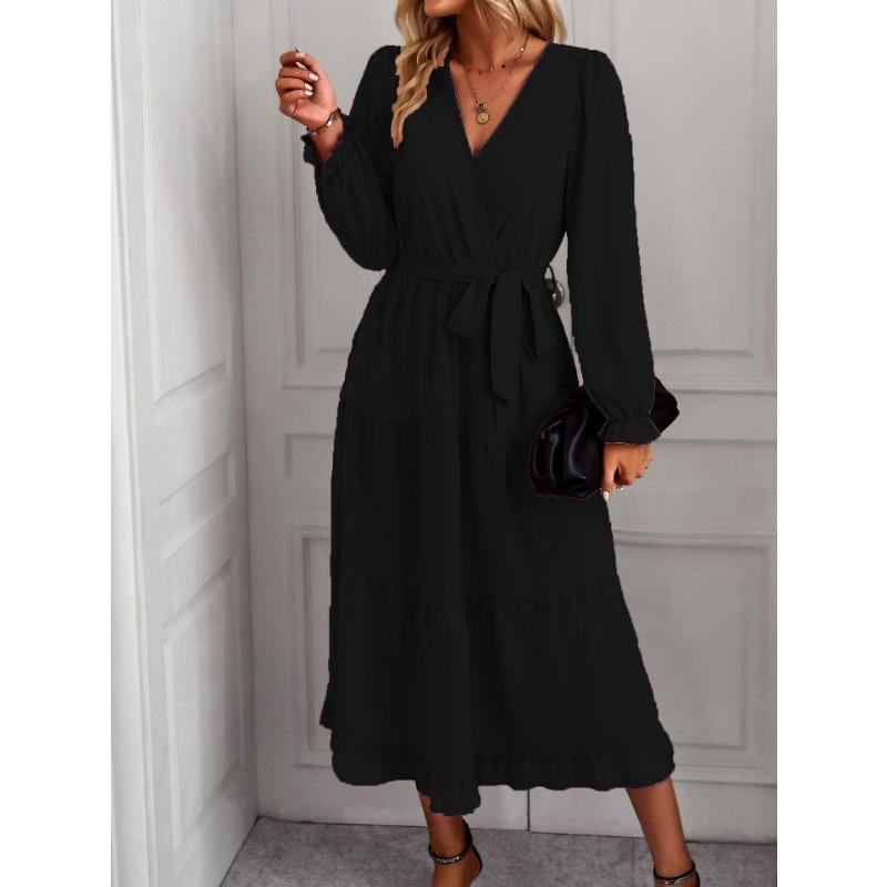 Spring Women's Solid Colour Swing Casual Dress Long Dresses