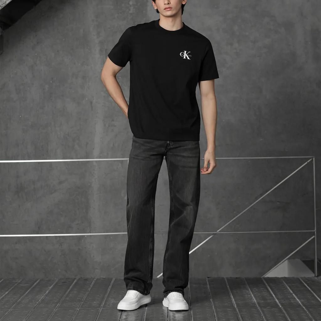 Calvin Klein Футболка с логотипом, обычный крой, повседневная, с круглым вырезом, с коротким рукавом, унисекс, топы, черная 4RAB213-UB1