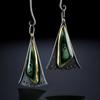 Vintage Triangle Green Stone Earrings Female Tribal Geometric Drop Dangle Earrings Pendientes Mujer