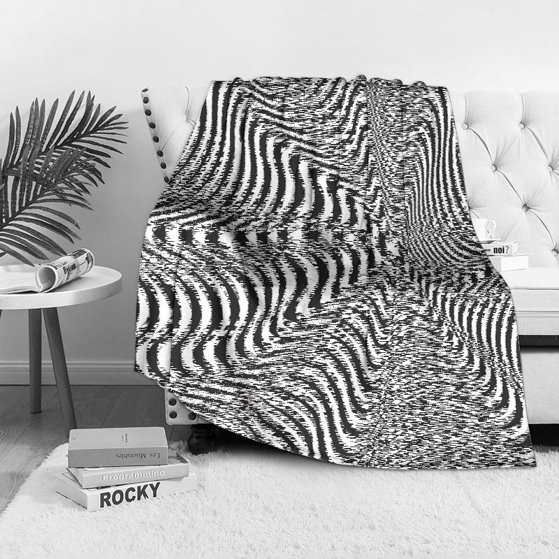 Psychedelic Optical Illusion Striped Blanket Abstract Wave Pattern Bedding Cool Teen Girl Gift Home Decor Fashion Throw Blanket