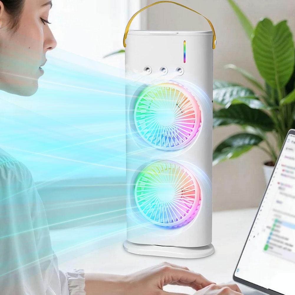 Испарительный воздухоохладитель 3 скорости Увлажнитель Вентилятор Светодиодные ночники Маленький охлаждающий вентилятор для комнаты спальни офиса
