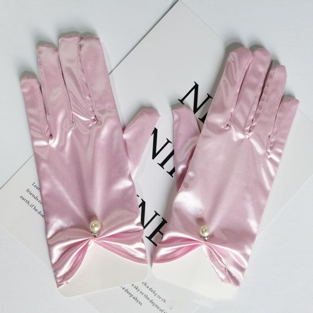 Solid Color Bridal Gloves Satin Dance Mittens Events Activities Dress Stage Gloves Wedding