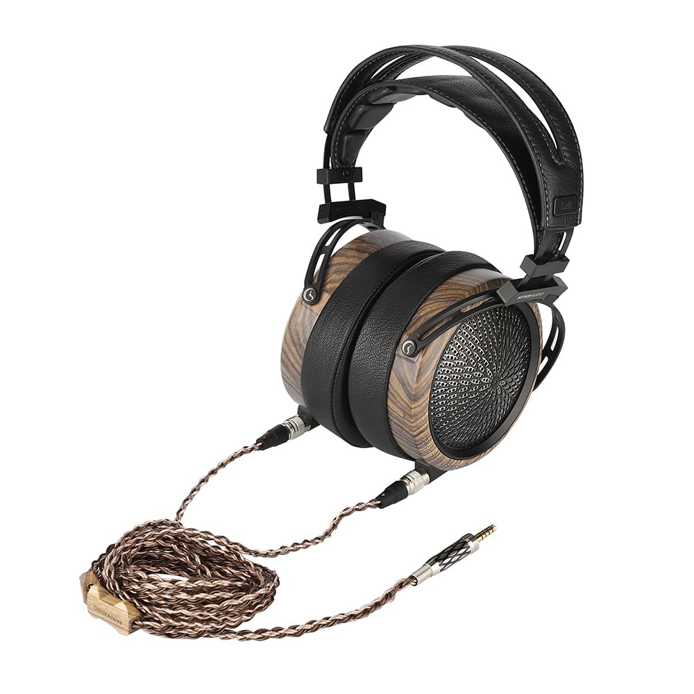 Наушники SENDY AUDIO Peacock Black с 88-мм планарно-магнитным драйвером из материала Zebrawood, в комплект входит балансный кабель-переходник 2 м 6N OCC Litz