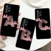 Flower Letter Pink Fashion Initial Cover For Samsung Galaxy A52 A12 A51 A32 A21s A71 A32 5G A12 A22 A53 A31 A13 A72 Phone Cover