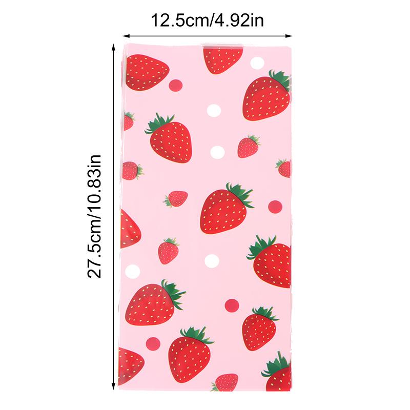 50Pcs Pink Strawberry Party Candy Gift Bags Snack Packing Bag Wedding Party Gift Bag Kids Girls Birthday Supplies Baby Shower