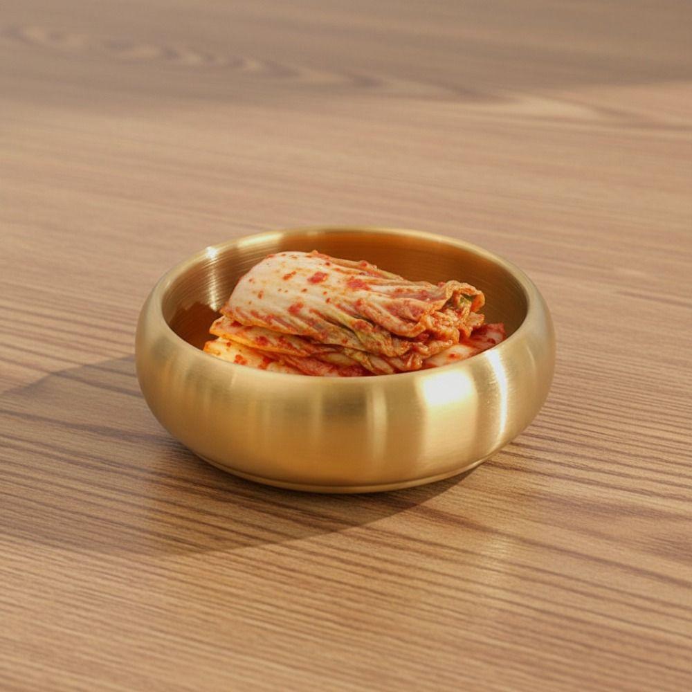 Double-Layer Korean Stainless Steel Rice Bowl Heat Insulated Kimchi Bowl Soup Bowls Children