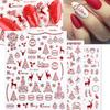 9pcs Christmas Nail Stickers Decals Nail Art Decoration Winter Snowflake Snowman Santa Claus Red Green Rose Gold Luminous