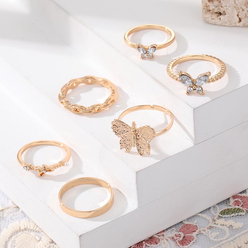 Женское кольцо Кольцо-бабочка Модное элегантное индивидуальное сочетание милых комплектов ювелирных изделий