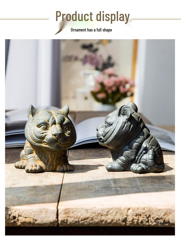 Handmade Antique-Style Chinese Zodiac Tiger Ornament for Home or Office Decor