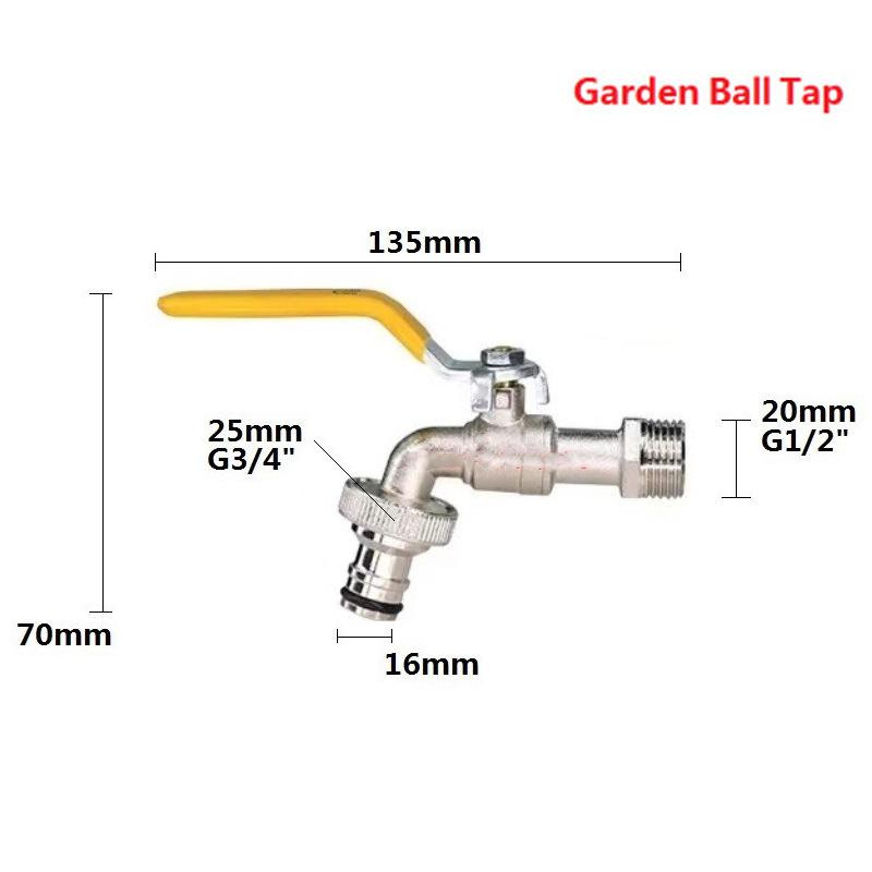Garden Home Faucet Adapter Metal Tap 1/2'' IBC Water Tank Connector 2-Way 1-Way Irrigation Joint Replacement Fitting Ball Valve