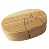Fujishiro Kogei Magewappa Oval Lunch Box, Cat Design, Finished In Japan (470ml (Natural) Cat Design)