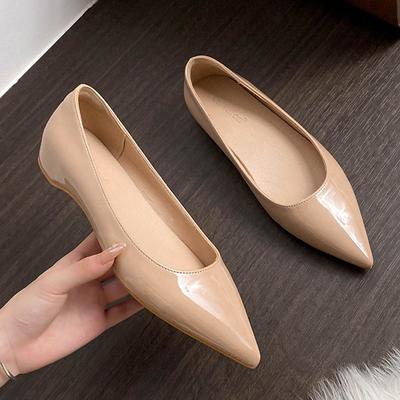 Мода Элегантное Платье OL для Леди Рабочая Обувь Женская Телесные Балетки с Острым Носком Возвышающие Лоферы Женские Балетки Слипоны Мокасины Женские