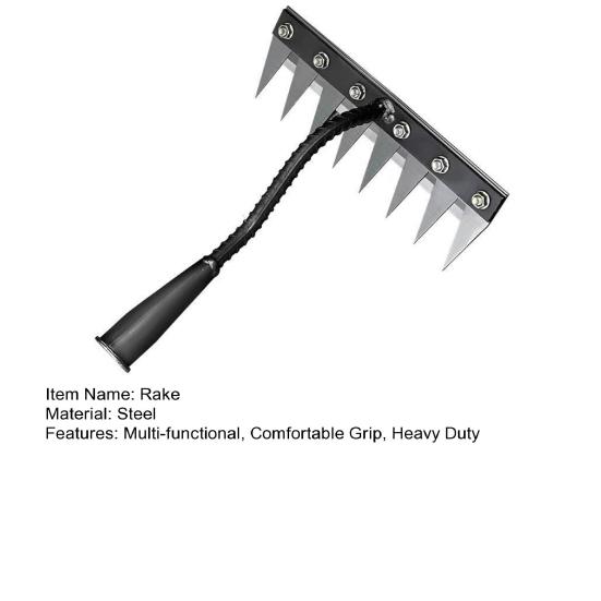 Стальные грабли для прополки, прочные садовые грабли с 5/6/7/8 зубьями, ручной инструмент для рыхления почвы и удаления сорняков